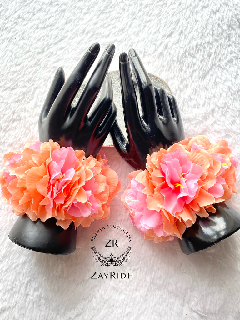 orange artificial flower wristband