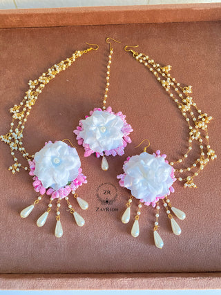 White Pink Earrings Set