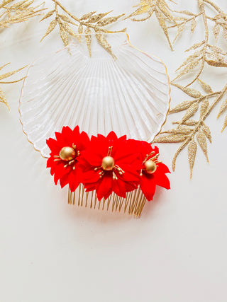 Bridal Hair Comb in Red