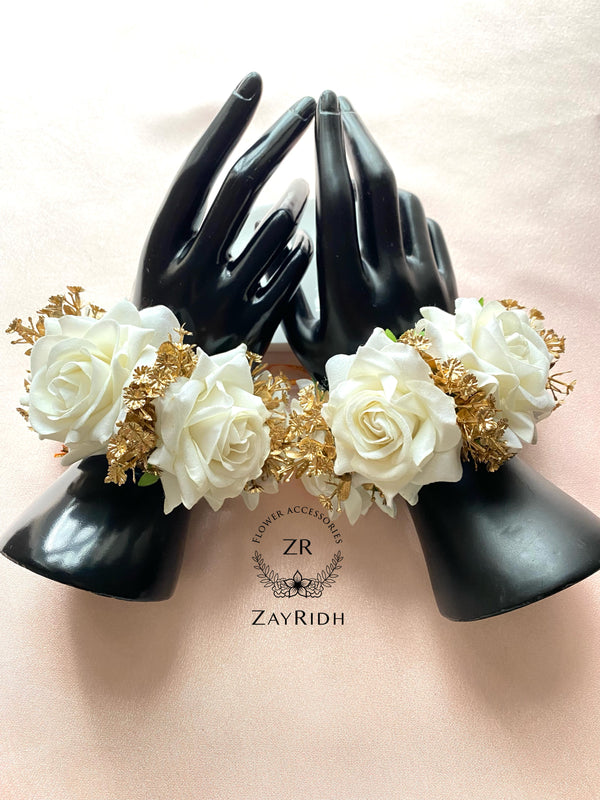 Off white and gold flower bracelets