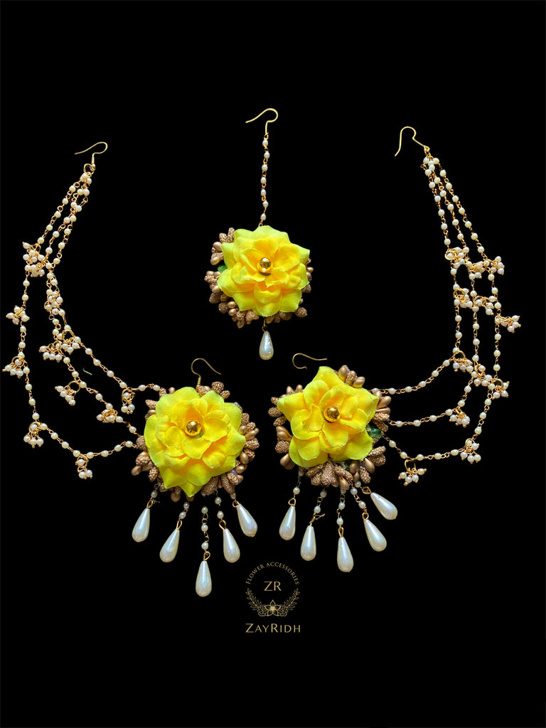 Yellow Earring Tikka Set