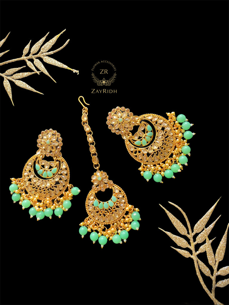 Mint Green Earrings and Tikka Set D4