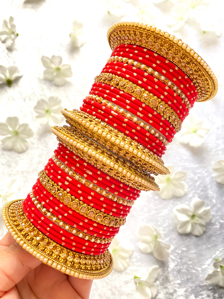 Red Asian bangles set