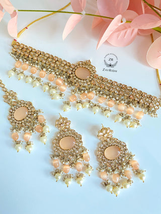 Buy beige Hasna Pearl Choker Necklace Set