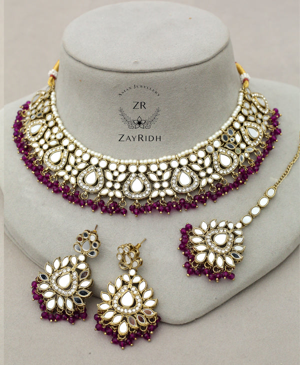 Asian wedding necklace set with earrings and tikka