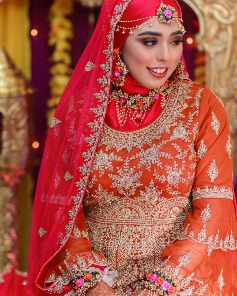 Orange Pink Bridal Set