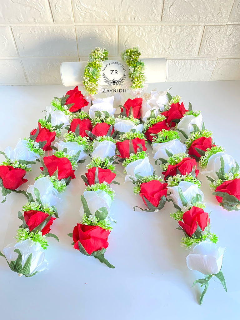 red and white flower bridal kaleere for indian wedding