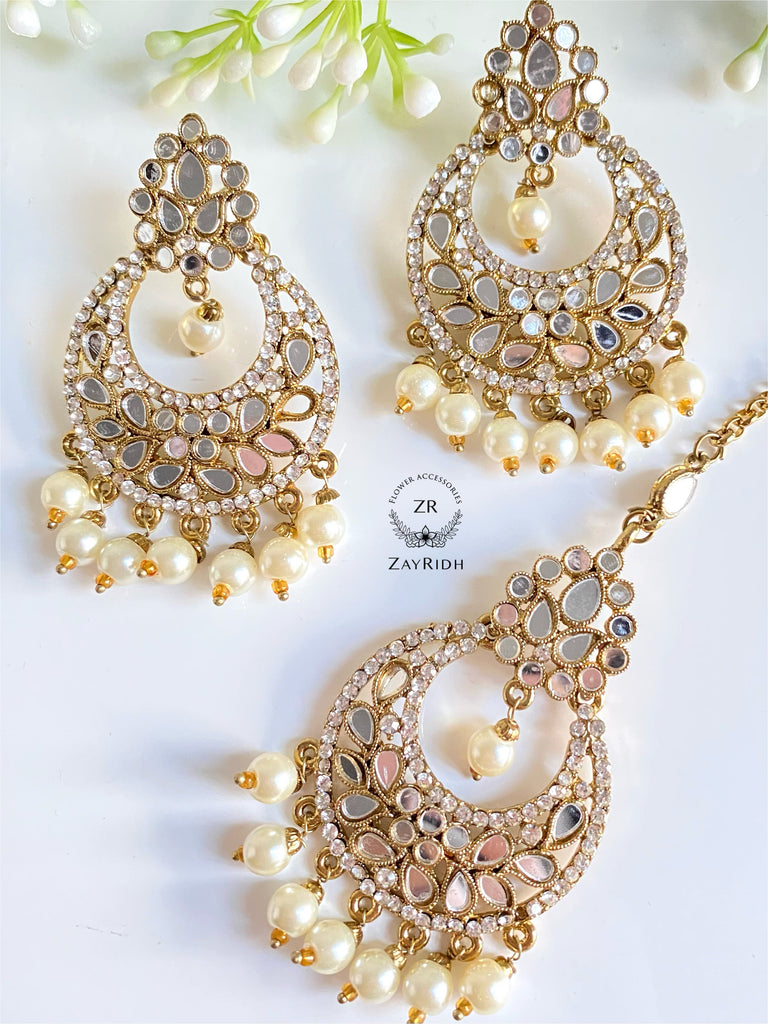 kundan earring and tikka set for asian wedding