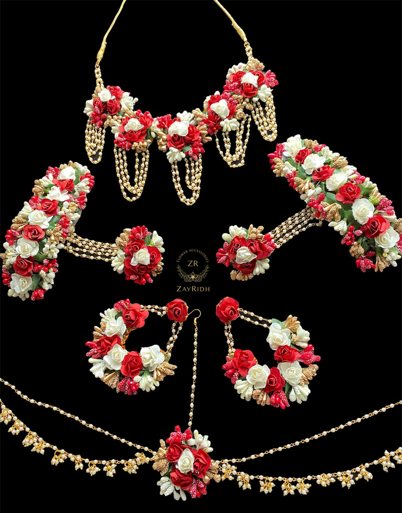 Maroon flower Necklace Set