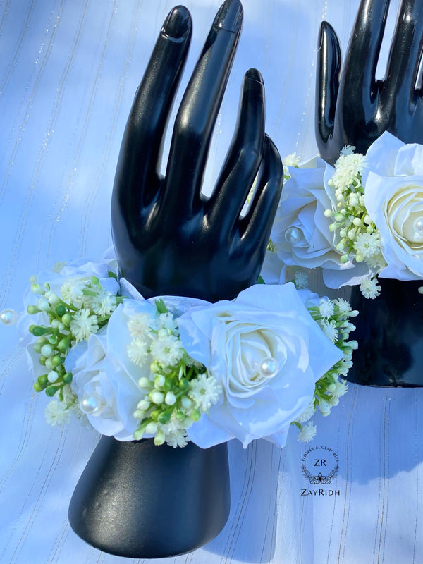 White Rose & Gypso Flower Bracelets