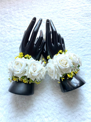 White & Yellow Rose Flower Bracelets
