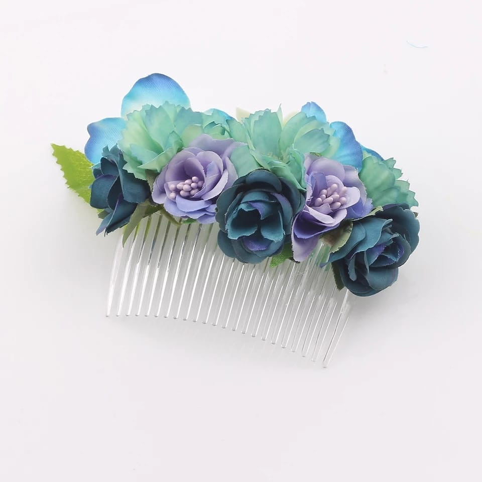 Green Flower Hair Comb