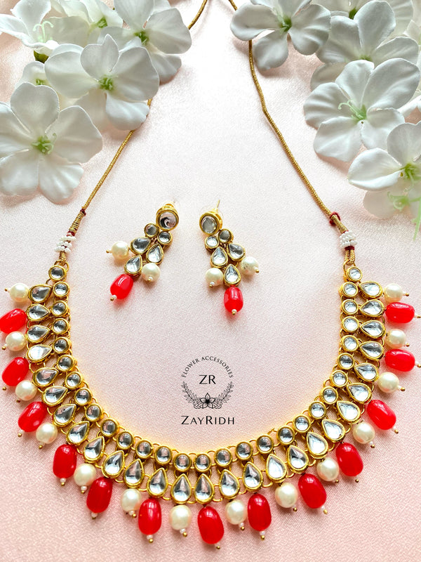 Ivory & Red Necklace Set N04