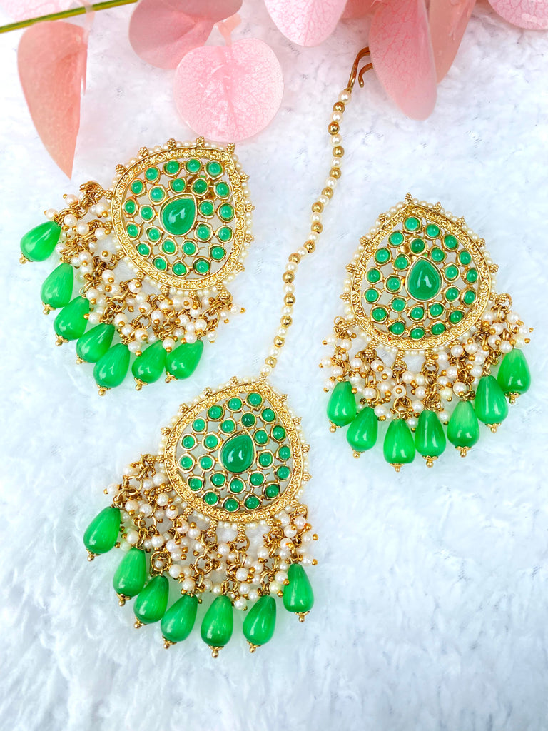 Simran Green Earring Set