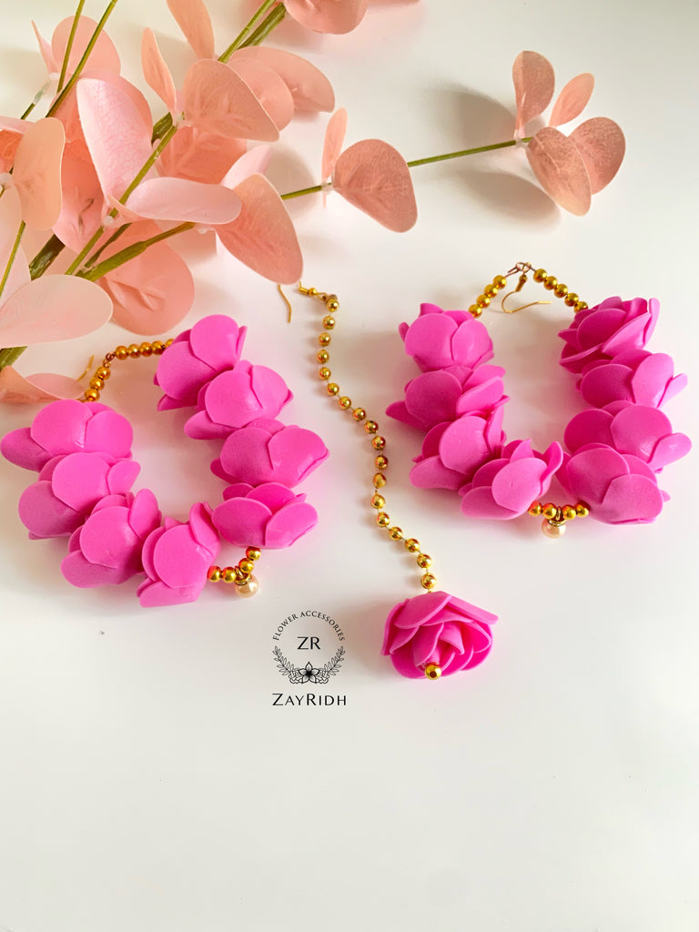 Pink Flower Earrings